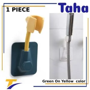 Taha Offer Wall Mounted Adhesive Adjustable Handheld Shower Head Holder Portable Bracket 1 Piece Green On Yellow Color