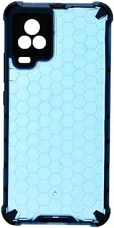 Generic Plastic Honeycomb Shockproof Transparent Back Cover With Flexible Silicone Black Edges Protective For vivo iQOO 7 6.62 Inch - Blue Black