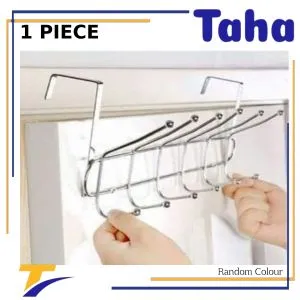 Taha Offer Stainless Hanger, Installation Behind The Door, Without Nails, 6 * 2 Hooks 1 Piece