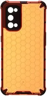 Generic Plastic Honeycomb Shockproof Transparent Back Cover With Flexible Silicone Black Edges Protective For Realme X7 Pro 6.55 Inch - Orange Black