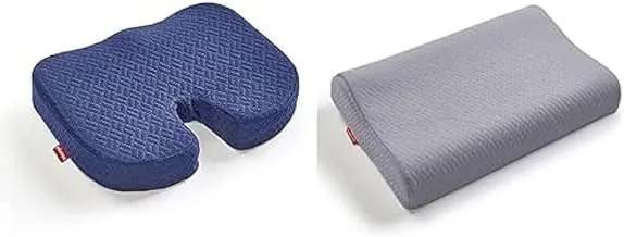 Ricrac Rall - Navy Blue + Ricrac Curved latex pillow soft - light gray