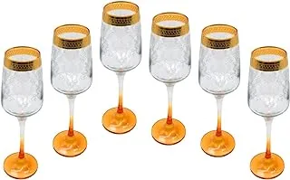 Segaey LAL FLUT Turkish Glass Golden 142856/6 Pcs/Elegant design, Trusted Brand, Attractive shape of Sparkling Drink, Smoothies, Juices, Cocktails/High Quality Materials