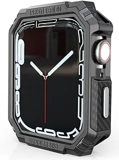 Carbon Fiber Protective Case Contrast Color For Apple Watch Series 8 45mm Black - Impact Resistant-