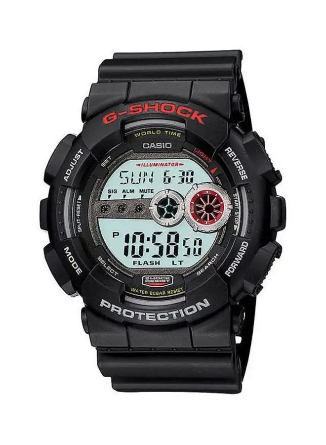 G-SHOCK Men's Casio Sport Round Shape Resin Band Digital Wrist Watch 55 mm - Black - GD-100-1ADR