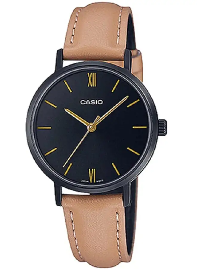 CASIO Leather Analog Wrist Watch LTP-VT02BL-1AUDF