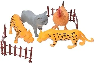 Generic Plastic Pets and Predators Game With Wood For Kids Set Of 8 Pieces - Multi Color