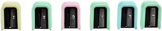 Ojieson 9030A High Quality Plastic Pencil Sharpener Pack of 6 Pieces for Kids and Students - Multi Color