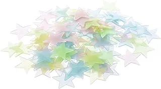 Generic Plastic Luminous 3D Stars Glow In The Dark Wall Stickers For Decorative Kids 100 Pieces - Multi Color