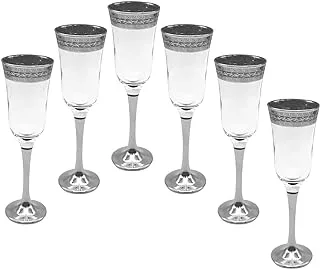 Segaey Turkish VALS Flut Platinum Glass 143012/Elegant design, Trusted Brand, Attractive shape of Sparkling drink, Smoothies, Juices, Cocktails/High Quality Materials