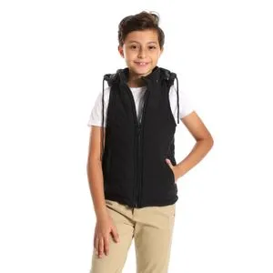 Caesar Boys Hooded Neck Sleeveless Black Quilted Vest