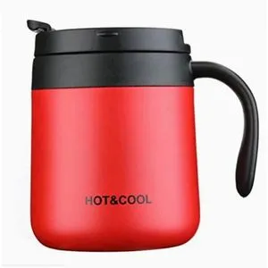 Double Stainless Steel Coffee Mug , Leak-Proof With Handle 350ML RED + Amigo Gift
