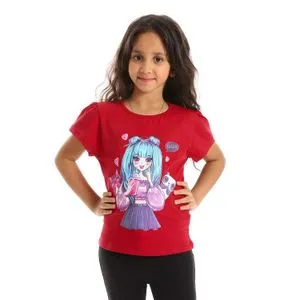 AlNasser Short Sleeves Candy Red Girls Tees