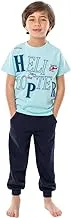 Jockey M M Cotton Set Of 2 Pieces Half Sleeves T-Shirt&Pants Printed Helicopter For Boys-Baby Blue&Navy-2Year