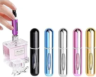 5 Pack 5ML Portable Mini Refillable Perfume Empty Spray Bottle Mini Atomizer Bottom Refill Pump Case for Traveling Outgoing Purse, Multicolor