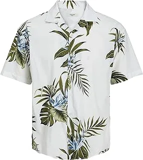 Jack & Jones PLUS Men's Jprblatt ropic Resort Shirt S/S Ps Ss23, Bright White/fit: Loose fit, 5XL