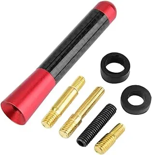 Acouto 3 Inch Car Antenna Carbon Fiber Universal Car Modification Screw Radio Short Antenna Aerial Replacement (Red)