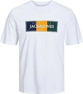 تي شيرت JACK & JONES PLUS رجالي Jorcodyy تي شيرت SS برقبة دائرية، أبيض ساطع، 3XL