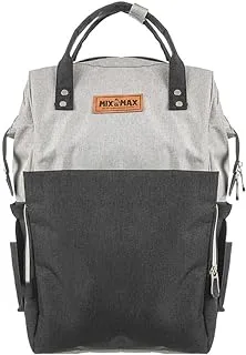 Mix&Max Polyester Baby Diaper Backpack With Stroller Straps For Unisex-Black&Grey