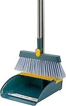 Jecrina Broom Dustpan Series Broom Dustpan Set Easy Use The Double-Layer Scraper is Rotatable Broom, Durable Material Sweeping Broom and Dustpan Set with Cleaning Tooth(Blue)