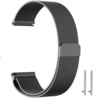 Generic 22mm Milanese Loop Watch Band Magnetic Closure Mesh Stainless Steel Replacement Strap for Samsung Gear S3 Frontier / S3 Classic/Huawei Watch 2 Classic - Black