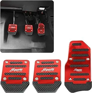 3PCS Metal Car Pedal Covers, Gas Pedal Aluminum Cover, Brake Pedal Cover, Clutch Pedal Cover, Manual Gearbox Pedal Cover Universal Fit (Cherry Red)