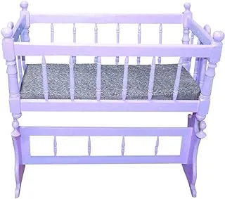 Misho Baby Beech Rocking and Fixed Baby Crib With Mattress-Purple-Size: (L:88*W:53*H:86cm)