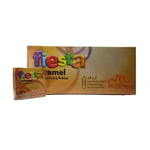 Fiesta Caramel Condoms - Dotted & Flavored - 24 Packs Of 3