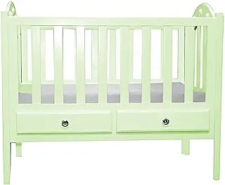 Misho Baby Beech Baby Crib With Mattress and Drawers-Green-Size (L:110*W:60*H:85cm)