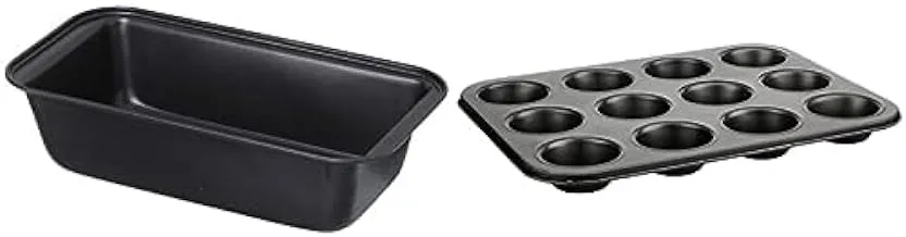 Rectangle cake mold - black + Cupcakes Pan, 12 pieces, nonstick