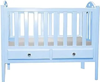 Misho Baby Beech Baby Crib With Mattress and Drawers-Baby Blue-Size (L:110*W:60*H:85cm)