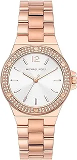 Michael Kors Mini-Lennox Three-Hand Rose Gold-Tone Stainless Steel Watch - MK7279, White, bracelet