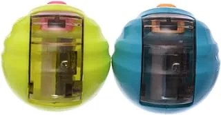 Yalong YL-191691 High Quality Material Sharpener Ball Shape with Automatic Lid Design Pack of 2 Pieces For School, Student, office - Multi Color