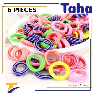 Taha Offer Medium Sized Hair Tie 6 Pieces Multicolor In White Font