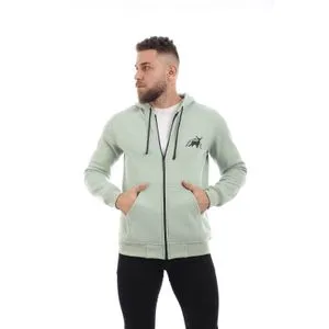 Caesar Mens Zipped Hoodie Printed Deer- Ment Green