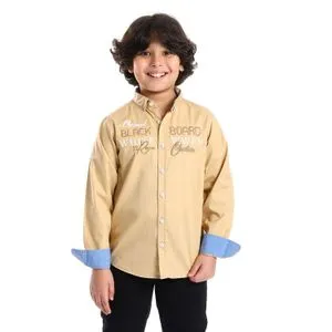 AlNasser Stitched Mustard Long Sleeves Boys Button Down Shirt