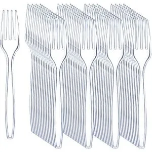 Disposable Heavy Duty Clear Plastic Forks (50pcs)
