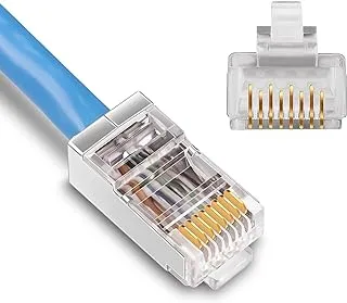 موصل Zonic Z1170، موصلات تجعيد كابل إيثرنت Cat6 / Cat5e RJ45، قابس شبكة UTP للأسلاك الصلبة والكابلات القياسية (10 عبوات) شفاف