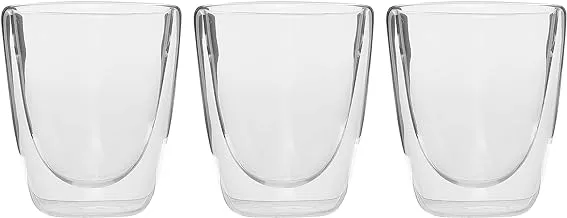 Zinnia Double Glass Longo Cup Set of 3 Pieces 280 ml - Transparent