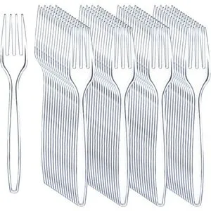 Disposable Heavy Duty Clear Plastic Forks (12pcs)