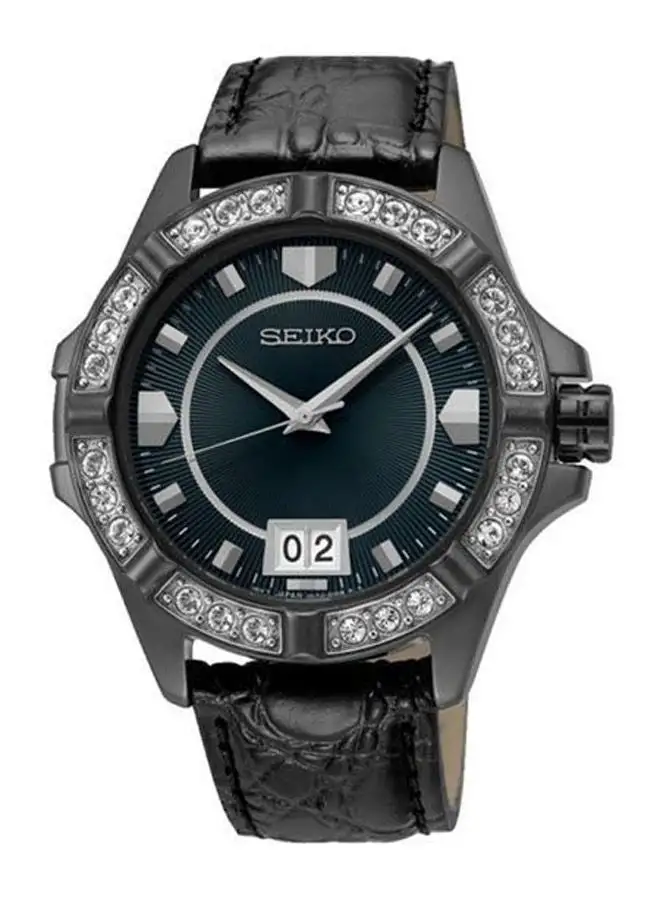 Seiko Leather Analog Watch SUR805P1