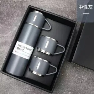 Thermos Vacuum Insulated Flask 500ml (Vacuum Flask With 3 Cup) Gray