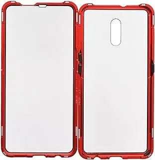 Generic Tempered Glass Strong Magnetic Two Face Case With Metal Frame And Anti Scratch For Reno 6.4 Inch - Red Black