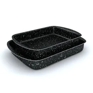 Lazord Granite Plus Rectangular Oven Casserole Set - 2 Piece - Size 30, 35 - Black