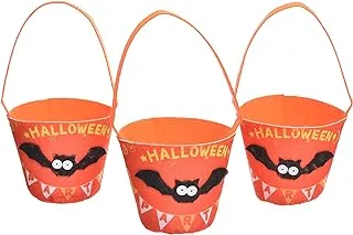 Generic Fabric Basket With Bat Design For Children Halloween Party Set Of 3 Pieces - Multi Color