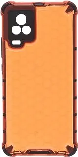 Generic Plastic Honeycomb Shockproof Transparent Back Cover With Flexible Silicone Black Edges Protective For vivo iQOO 7 6.62 Inch - Orange Black