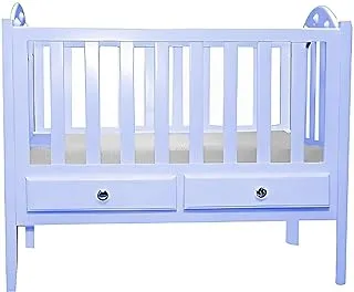 Misho Baby Beech Baby Crib With Mattress and Drawers-Blue-Size (L:110*W:60*H:85cm)