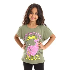 AlNasser Printed Summer Olive Girls Tees