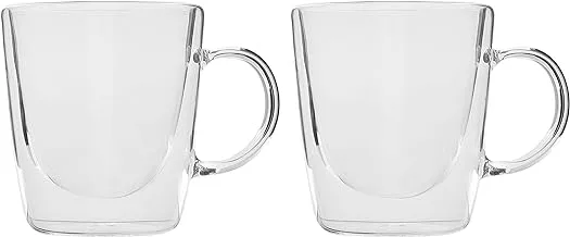 Zinnia Double Glass Date Mug Set of 2 Pieces 200 ml - Transparent