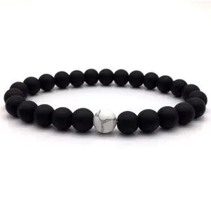 Bracelets - Matte Onyx & Marble White