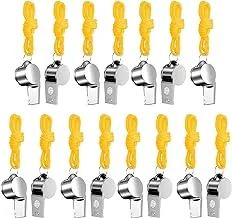 PUFEUOO 15Pcs Whistles Sports Whistle Referee Whistle Metal Whistle with Lanyard for Kids Football Teachers